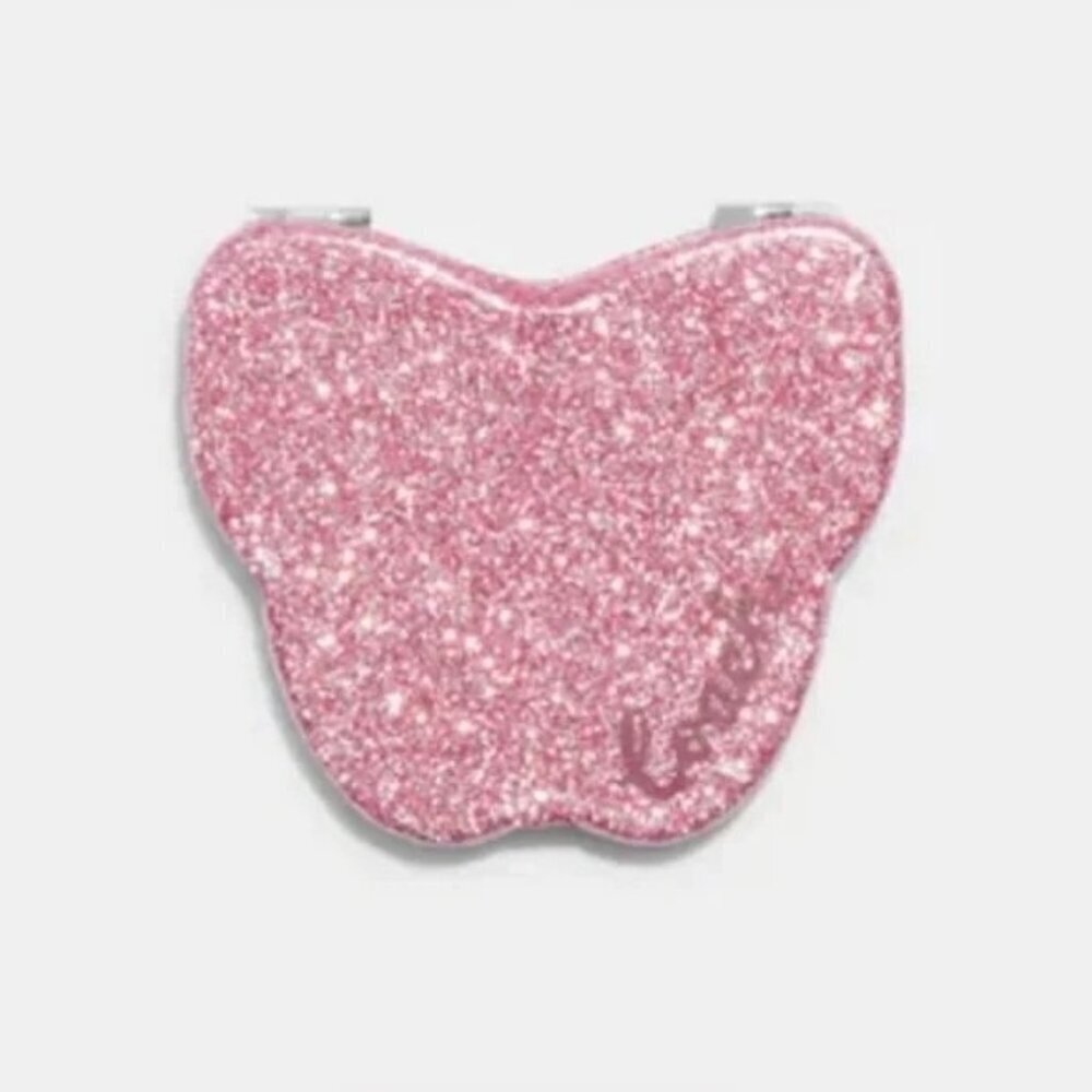 NEW Coach Glitter Butterfly Compact Mirror Pink